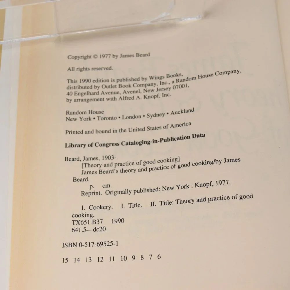 James Beard Theory Practice of Good Cooking Hardcover Dust Jacket 6 edition 1990